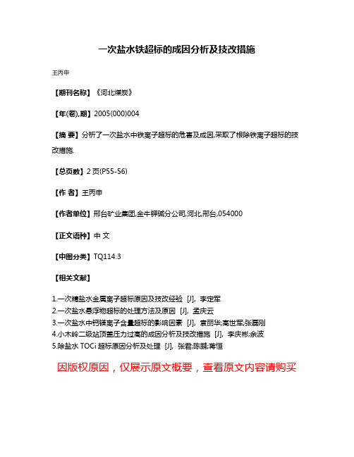 一次盐水铁超标的成因分析及技改措施