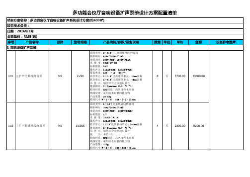 会议厅设备系统设配置清单