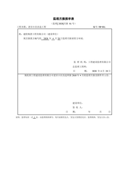 建筑工程监理月报样板