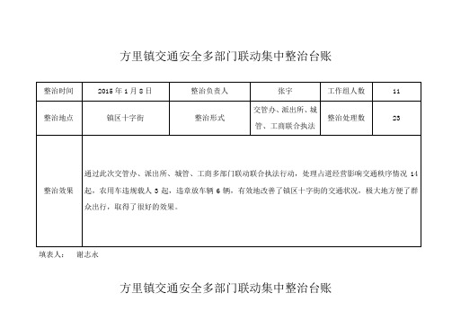 交通安全多部门联动集中整治台帐