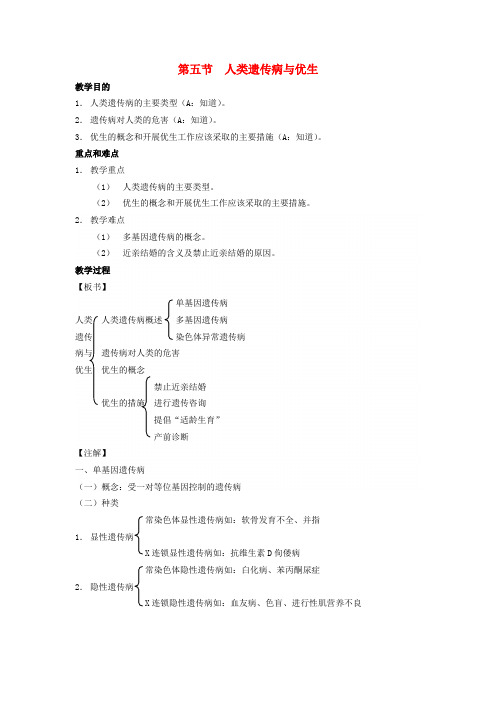 高中生物知识梳理复习 5、人类遗传病与优生