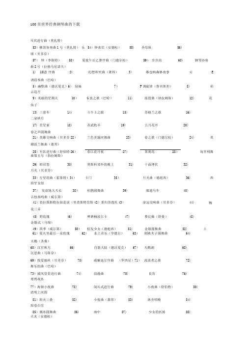 世界首著名钢琴曲