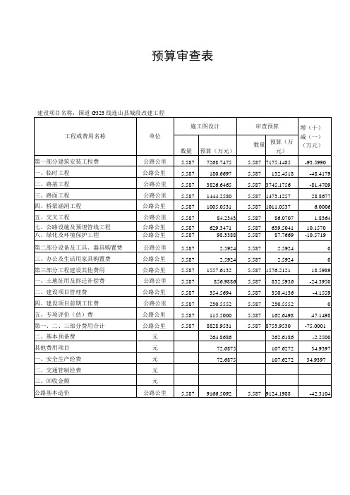 预算审查表