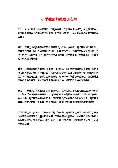 小学教师师德培训心得