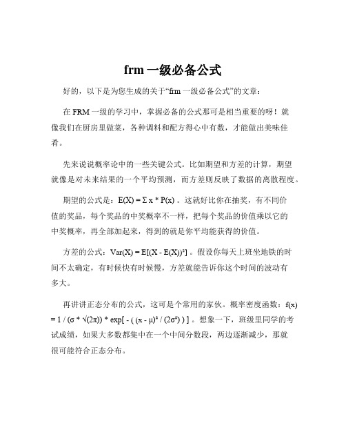 frm一级必备公式