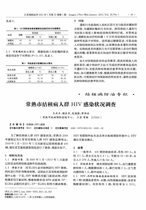 常熟市结核病人群HIV感染状况调查