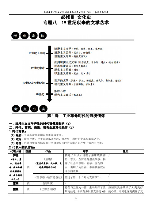 高三历史学科一轮复习导学案必修3专题8