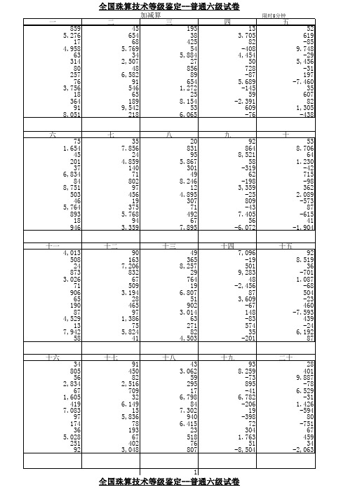 珠算模拟题(4级和6级共4套题)