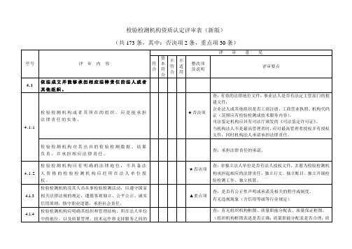 检验检测机构内审检查表CMA(新版)