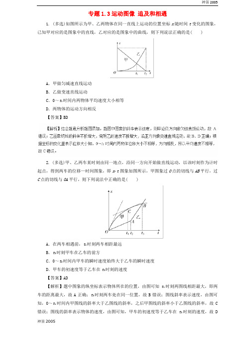 全国2019届高一物理二轮复习热点题型专练专题1.3运动图像追及和相遇含解析2019041524