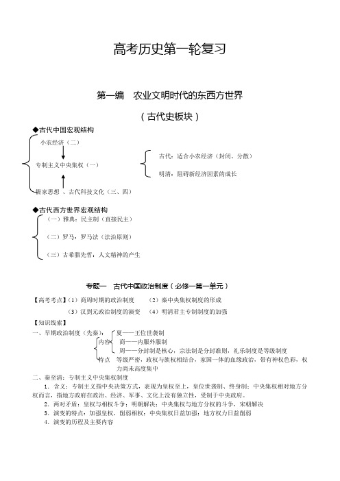 历史一轮复习知识框架