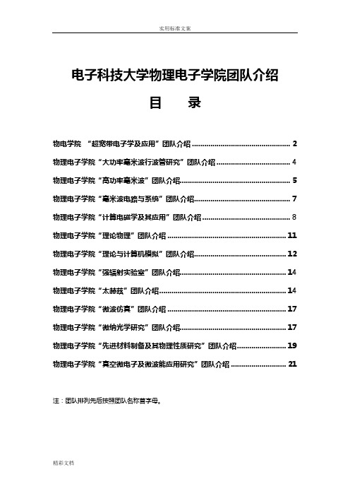 电子科技大学物理电子学院团队介绍