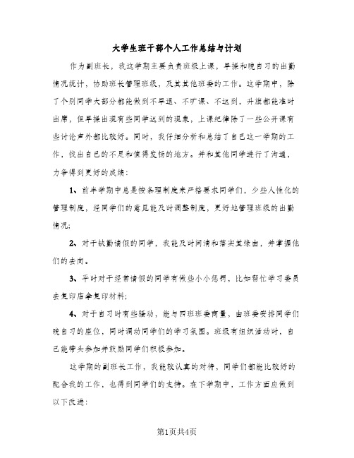 大学生班干部个人工作总结与计划（2篇）