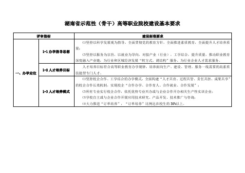 湖南省示范性(骨干)高等职业院校建设基本要求(评审标准)