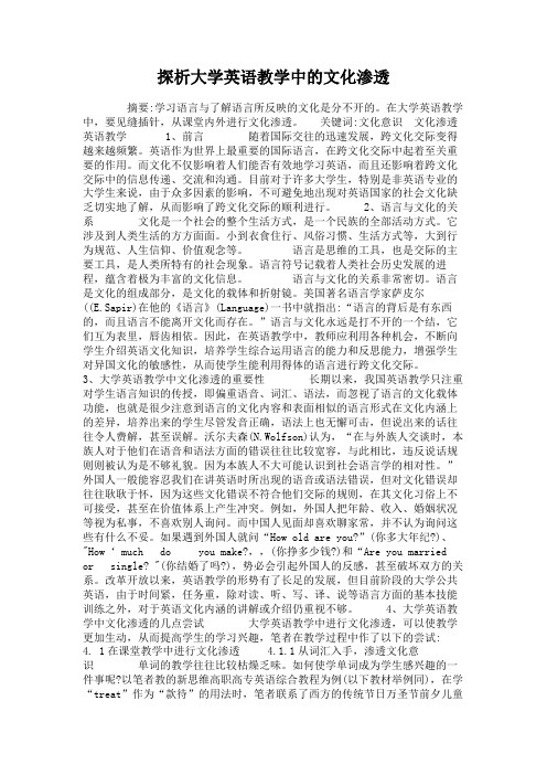 探析大学英语教学中的文化渗透.