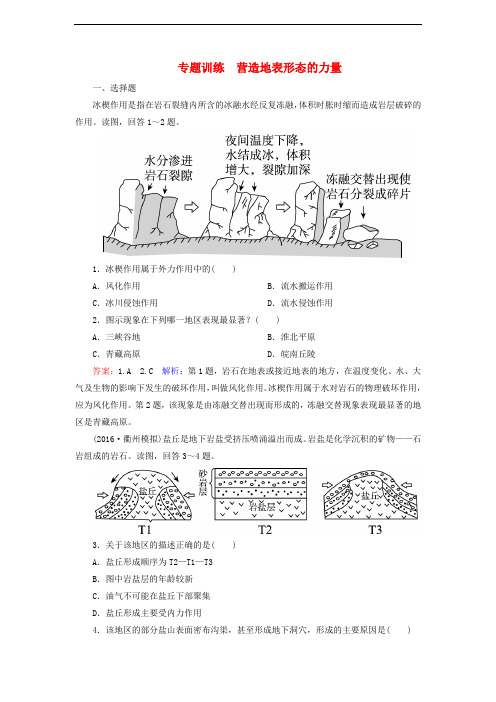 高考地理一轮复习 营造地表形态的力量专题训练(含解析)