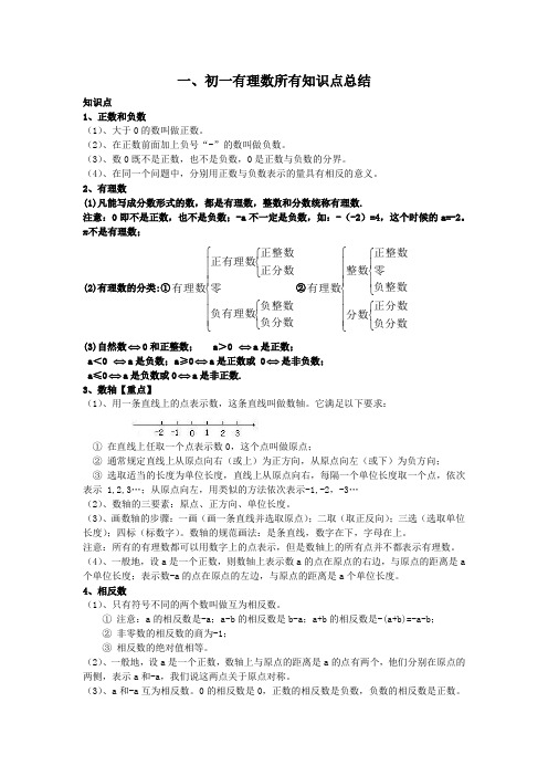 人教版有理数基础知识汇总常考题基础训练培优训练(含答案解析)