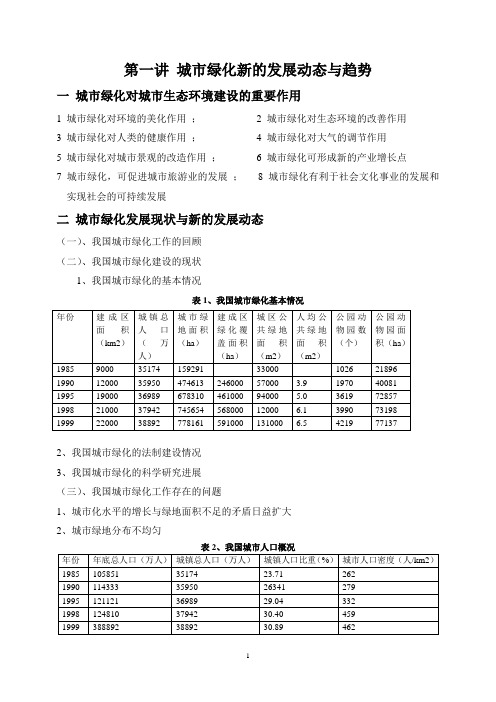 第一讲 城市绿化新的发展动态与趋势