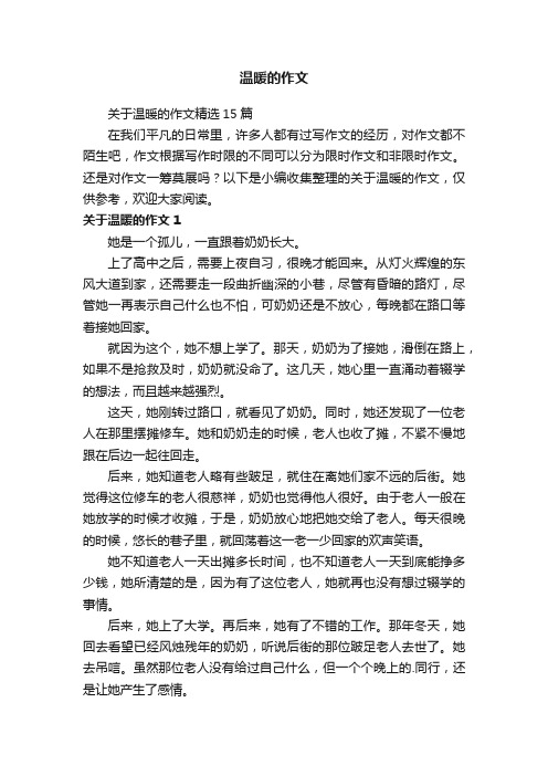 关于温暖的作文精选15篇