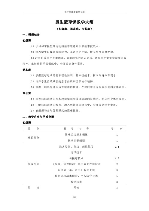 篮球课教学大纲