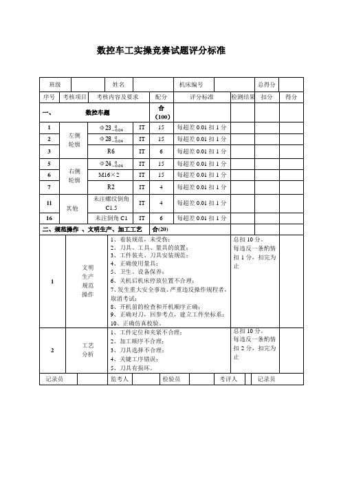 试题评分标准