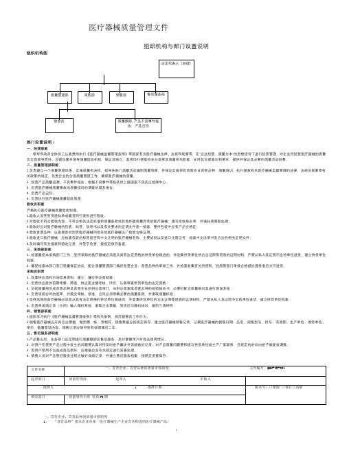 2022医疗器械组织机构和部门设置说明以及管理制度精编完整版