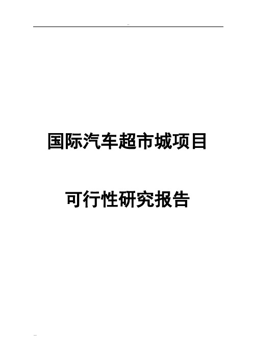 国际汽车超市城项目可行性研究报告