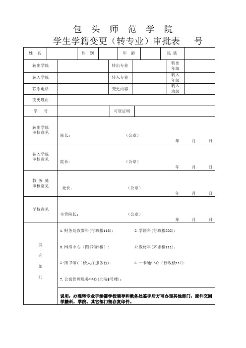 学生学籍变更(转专业)审批表