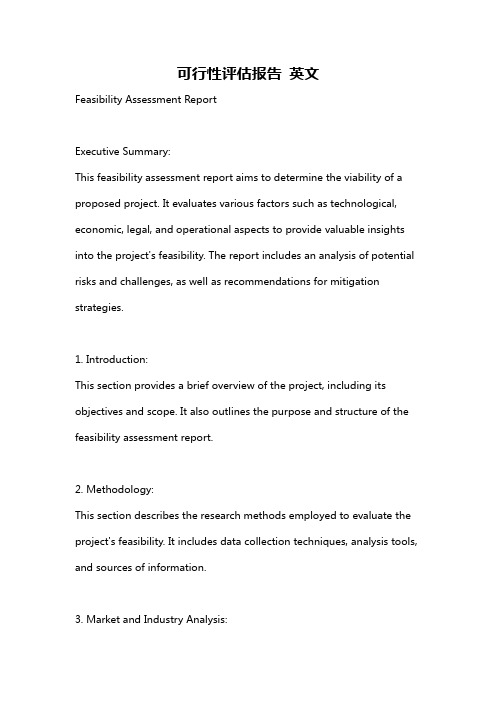 可行性评估报告 英文