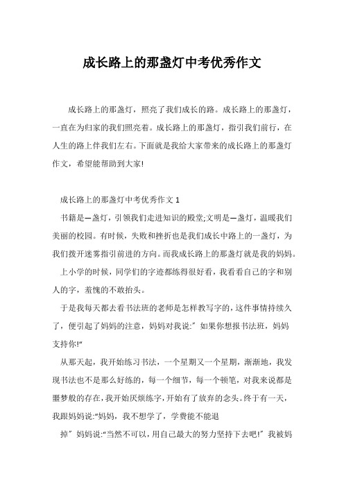 (中考作文)成长路上的那盏灯中考优秀作文