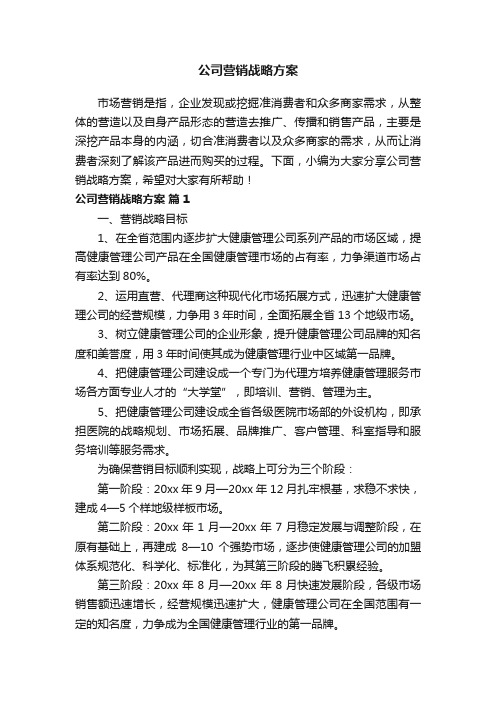 公司营销战略方案