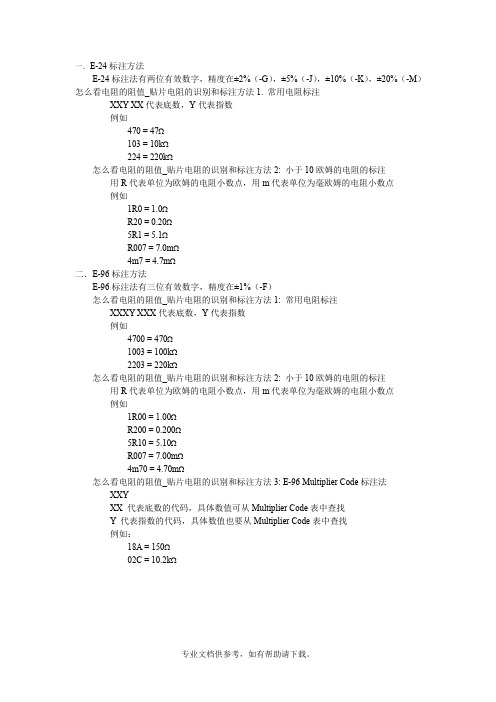 贴片电阻的识别和标注方法