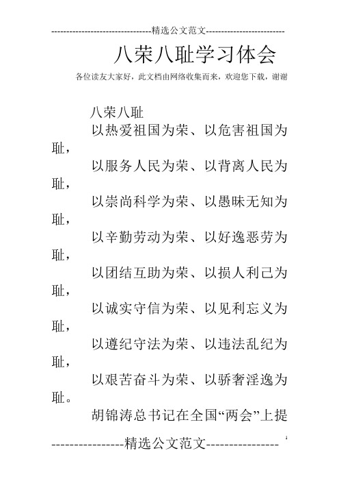 八荣八耻学习体会