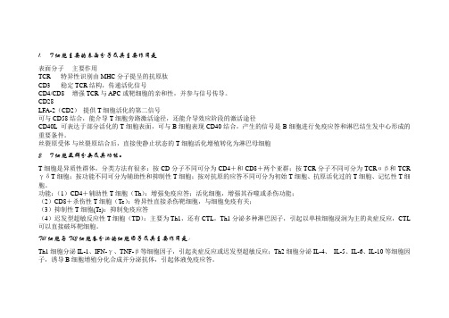 (完整版)T细胞主要的表面分子及其主要作用