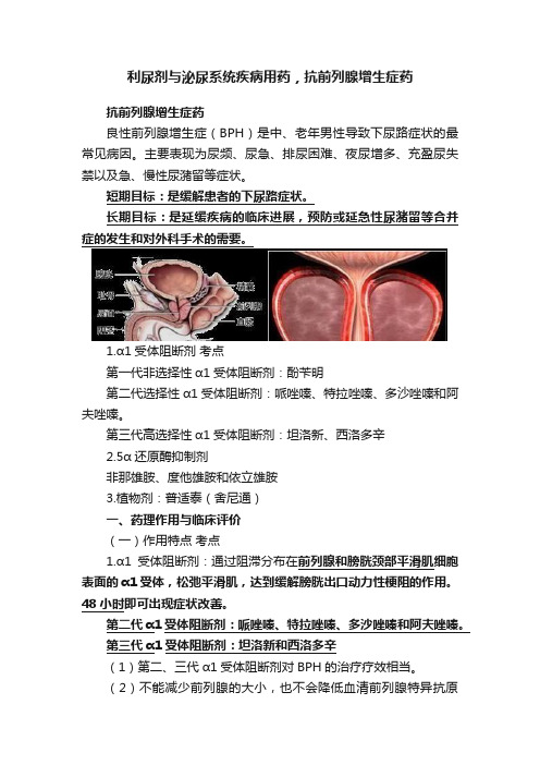 利尿剂与泌尿系统疾病用药，抗前列腺增生症药