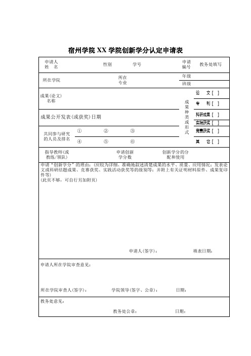 创新学分认定表