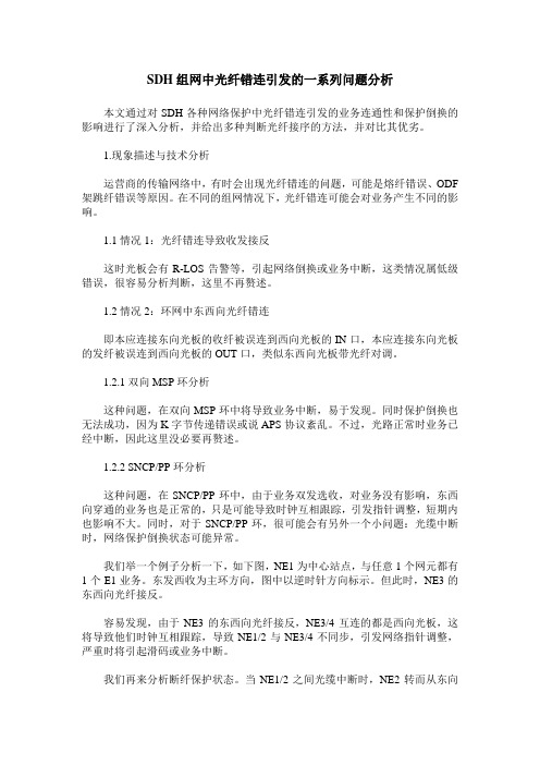 SDH组网中光纤错连引发的一系列问题分析