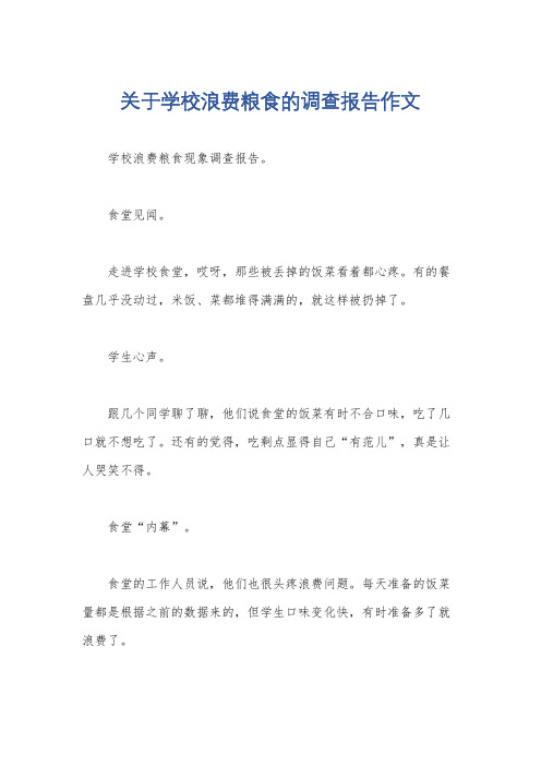 关于学校浪费粮食的调查报告作文