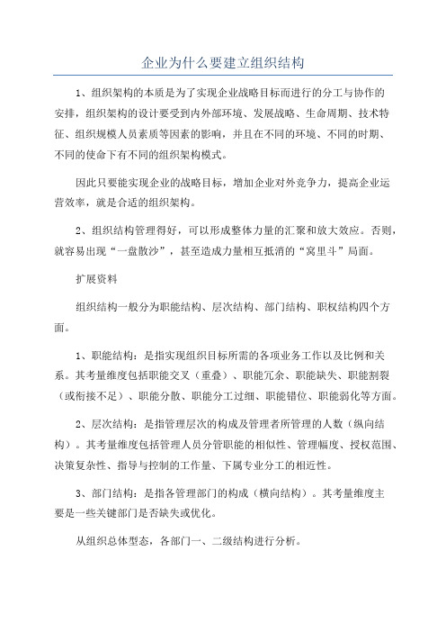 企业为什么要建立组织结构