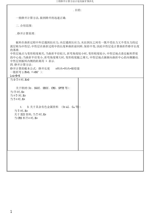 工程展开计算方法计划及抽牙预冲孔