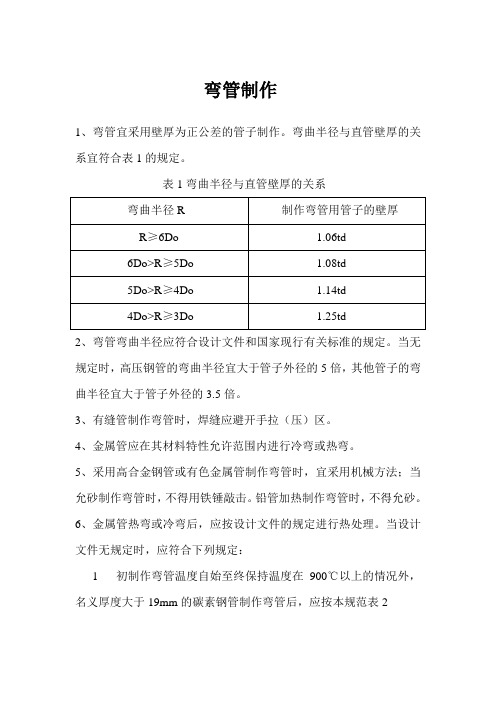 弯管制作工艺