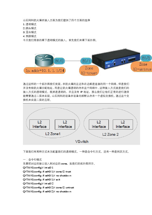 山石网科防火墙接入方式之透明模式