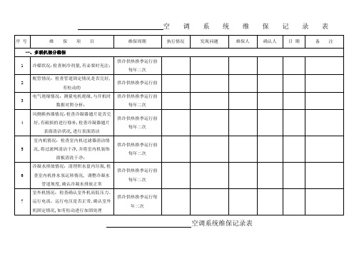 空调系统维保记录表