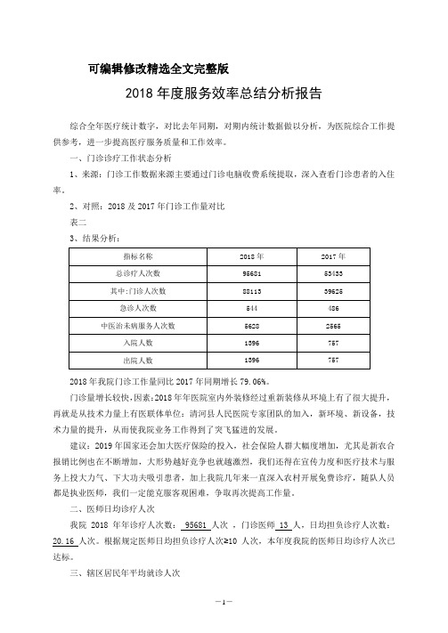 服务效率总结分析报告——社区医院建设、优质服务基层行精选全文