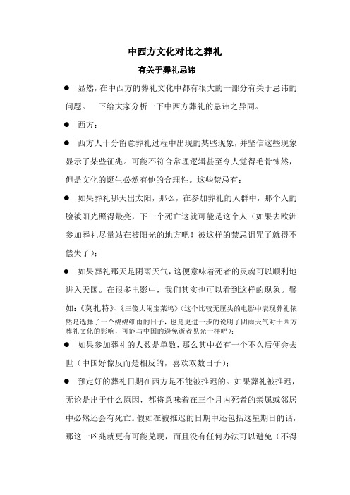 中西方文化对比之葬礼忌讳