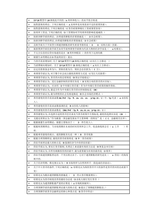 现代货币金融学说 拼音排序 多题库综合