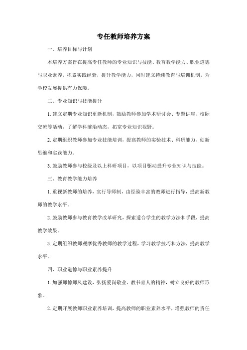 专任教师培养方案