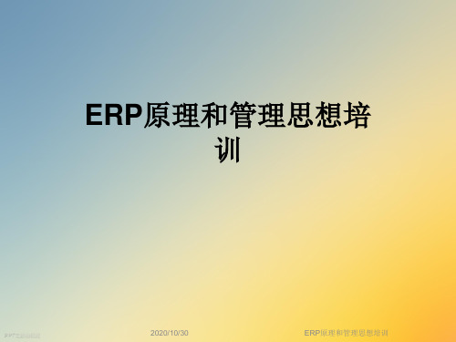 ERP原理和管理思想培训