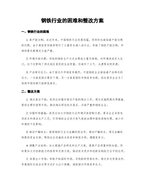 钢铁行业的困难和整改方案