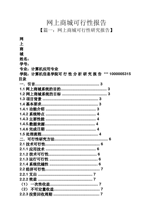 工作报告之网上商城可行性报告